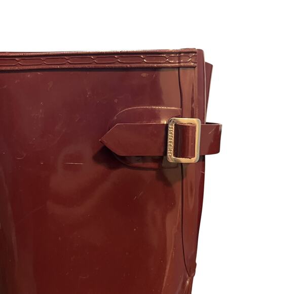 Hunter Burgundy Tall Gloss Rain Boots Size 6 - Picture 9 of 9